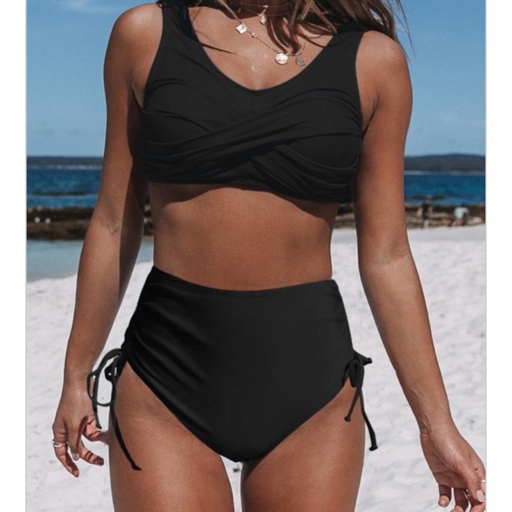 Twist front drawstring high waisted bottoms